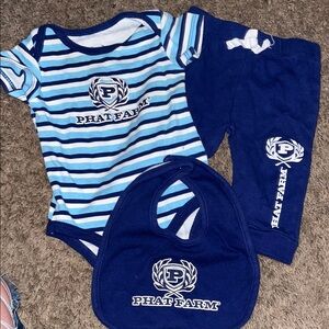 Phat Farm Blue and White Baby Set